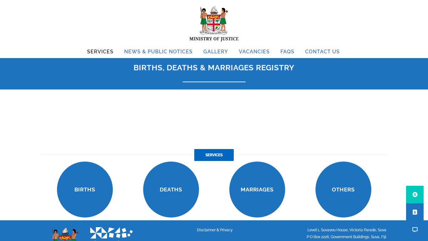 Ministry of Justice | Births, Deaths & Marriages Registry